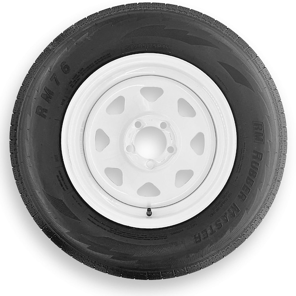 Rubbermaster - Steel Master Rubbermaster ST205/75R15 8 Ply Highway Rib Tire and 5 on 4.5 Eight Spoke Wheel Assembly 599337 - main
